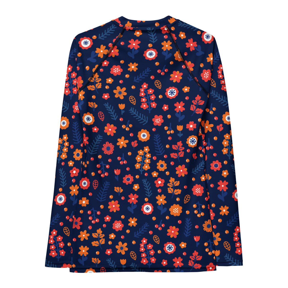 Women's Navy Floral Long Sleeve Rash Guard Swim Shirt – Buttery Soft, Sun Safe UPF 50+ Protection, Quick Dry & 4-Way Stretch Comfort