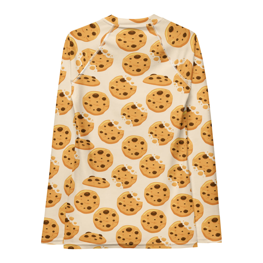 Women's Chocolate Chip Cookies Long Sleeve Rash Guard Swim Shirt – Buttery Soft, Sun Safe UPF 50+ Protection, Quick Dry & 4-Way Stretch Comfort
