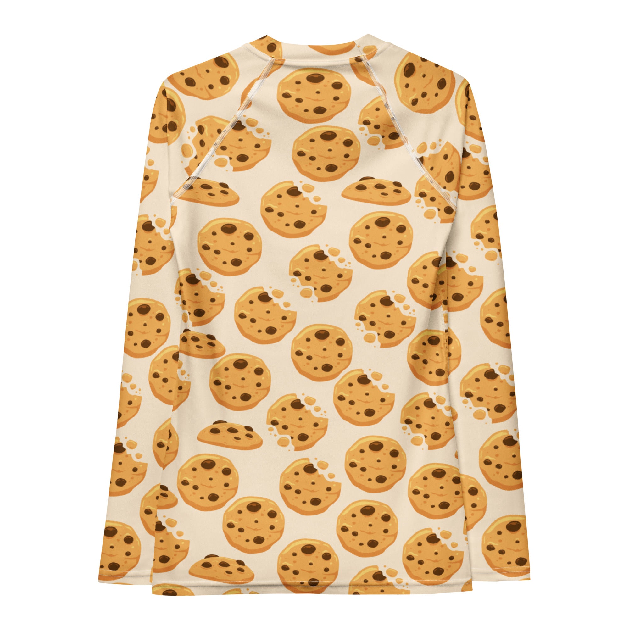 Women's Chocolate Chip Cookies Long Sleeve Rash Guard Swim Shirt – Buttery Soft, Sun Safe UPF 50+ Protection, Quick Dry & 4-Way Stretch Comfort
