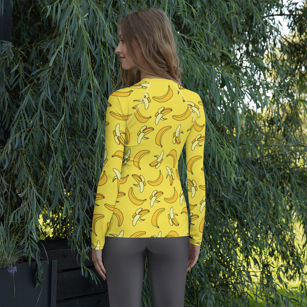 Women's Banana Long Sleeve Rash Guard Swim Shirt – Buttery Soft, Sun Safe UPF 50+ Protection, Quick Dry & 4-Way Stretch Comfort