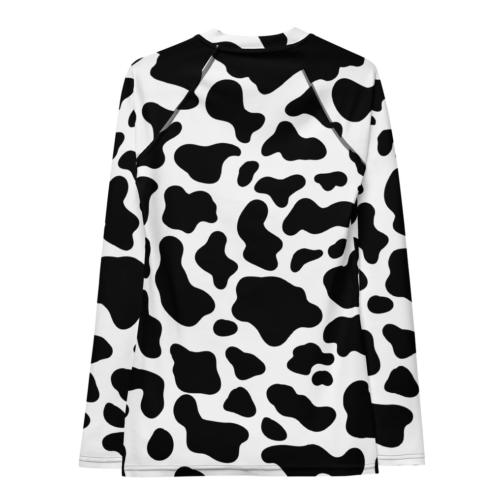 Women's Cow Print Long Sleeve Rash Guard Swim Shirt – Buttery Soft, Sun Safe UPF 50+ Protection, Quick Dry & 4-Way Stretch Comfort