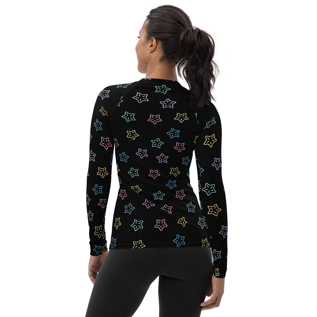 Women's Colorful Starfish Long Sleeve Rash Guard Swim Shirt – Buttery Soft, Sun Safe UPF 50+ Protection, Quick Dry & 4-Way Stretch Comfort