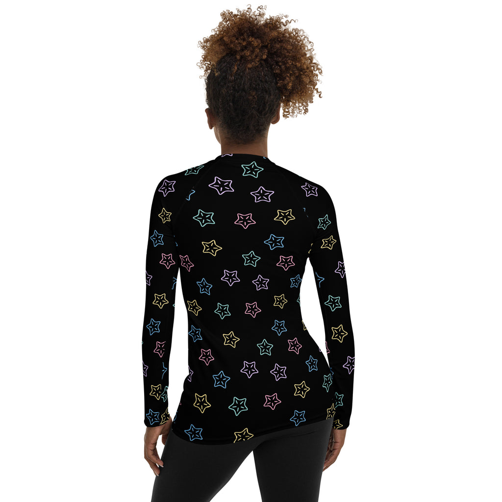 Women's Colorful Starfish Long Sleeve Rash Guard Swim Shirt – Buttery Soft, Sun Safe UPF 50+ Protection, Quick Dry & 4-Way Stretch Comfort