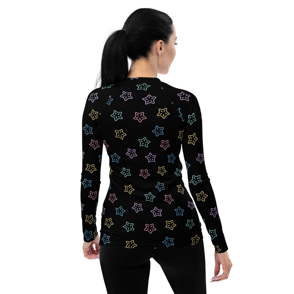 Women's Colorful Starfish Long Sleeve Rash Guard Swim Shirt – Buttery Soft, Sun Safe UPF 50+ Protection, Quick Dry & 4-Way Stretch Comfort