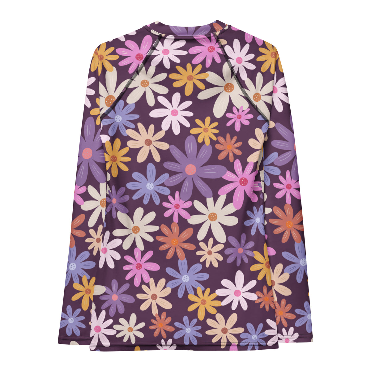 Women's Purple Floral Long Sleeve Rash Guard Swim Shirt – Buttery Soft, Sun Safe UPF 50+ Protection, Quick Dry & 4-Way Stretch Comfort