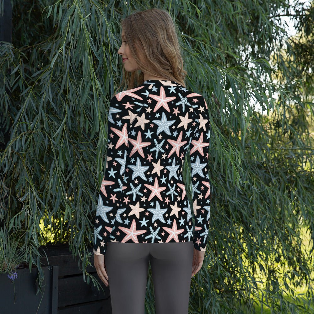Women's Starfish Long Sleeve Rash Guard Swim Shirt – Buttery Soft, Sun Safe UPF 50+ Protection, Quick Dry & 4-Way Stretch Comfort