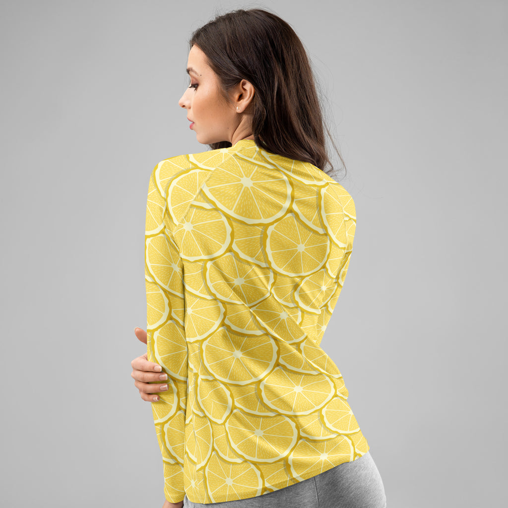 Women's Lemon Slice Long Sleeve Rash Guard Swim Shirt – Buttery Soft, Sun Safe UPF 50+ Protection, Quick Dry & 4-Way Stretch Comfort