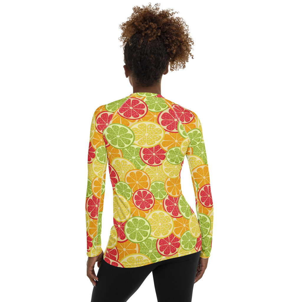 Women's Citrus Fruit Long Sleeve Rash Guard Swim Shirt – Buttery Soft, Sun Safe UPF 50+ Protection, Quick Dry & 4-Way Stretch Comfort