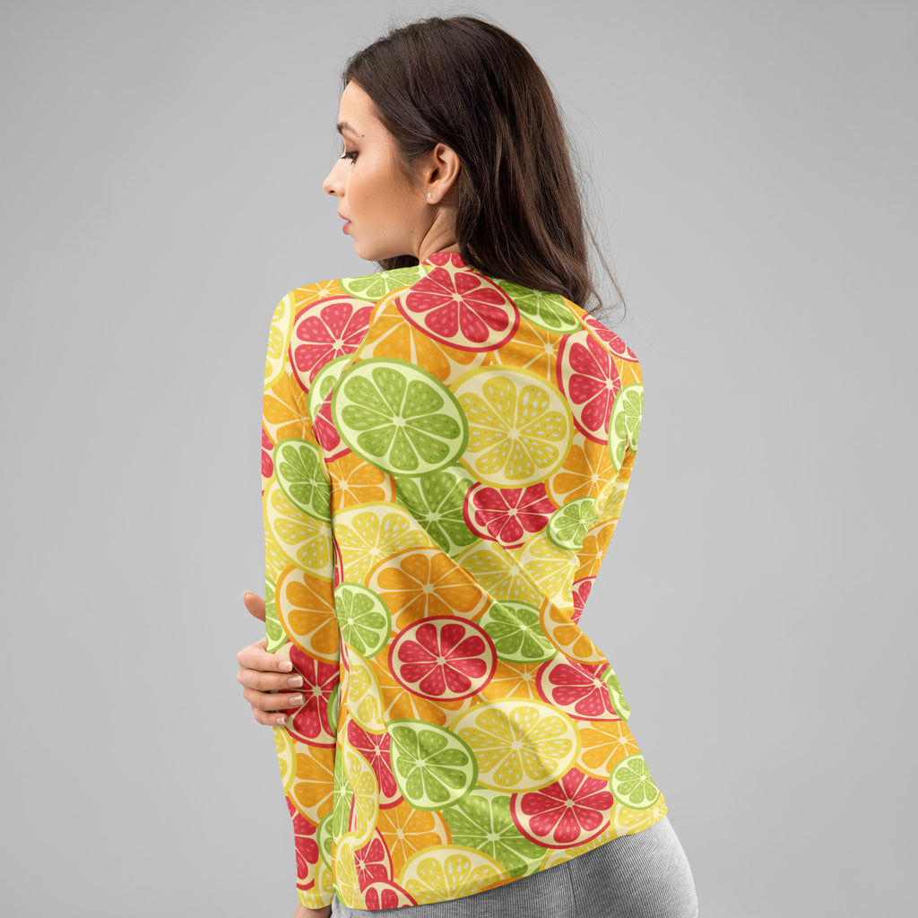 Women's Citrus Fruit Long Sleeve Rash Guard Swim Shirt – Buttery Soft, Sun Safe UPF 50+ Protection, Quick Dry & 4-Way Stretch Comfort
