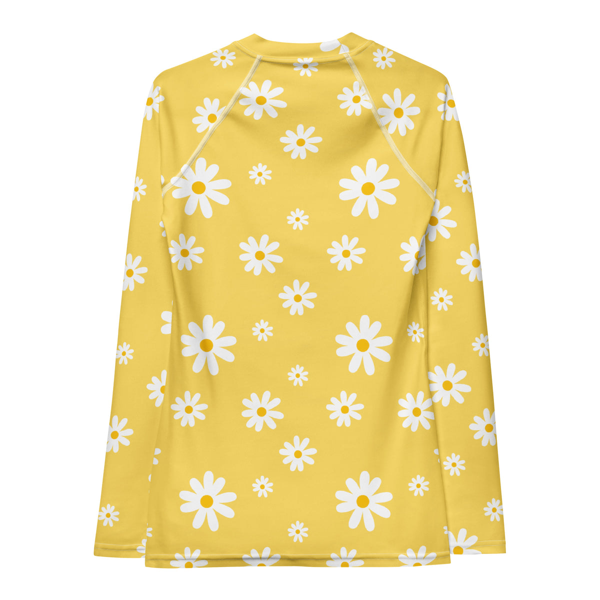 Women's Yellow Daisy Long Sleeve Rash Guard Swim Shirt – Buttery Soft, Sun Safe UPF 50+ Protection, Quick Dry & 4-Way Stretch Comfort