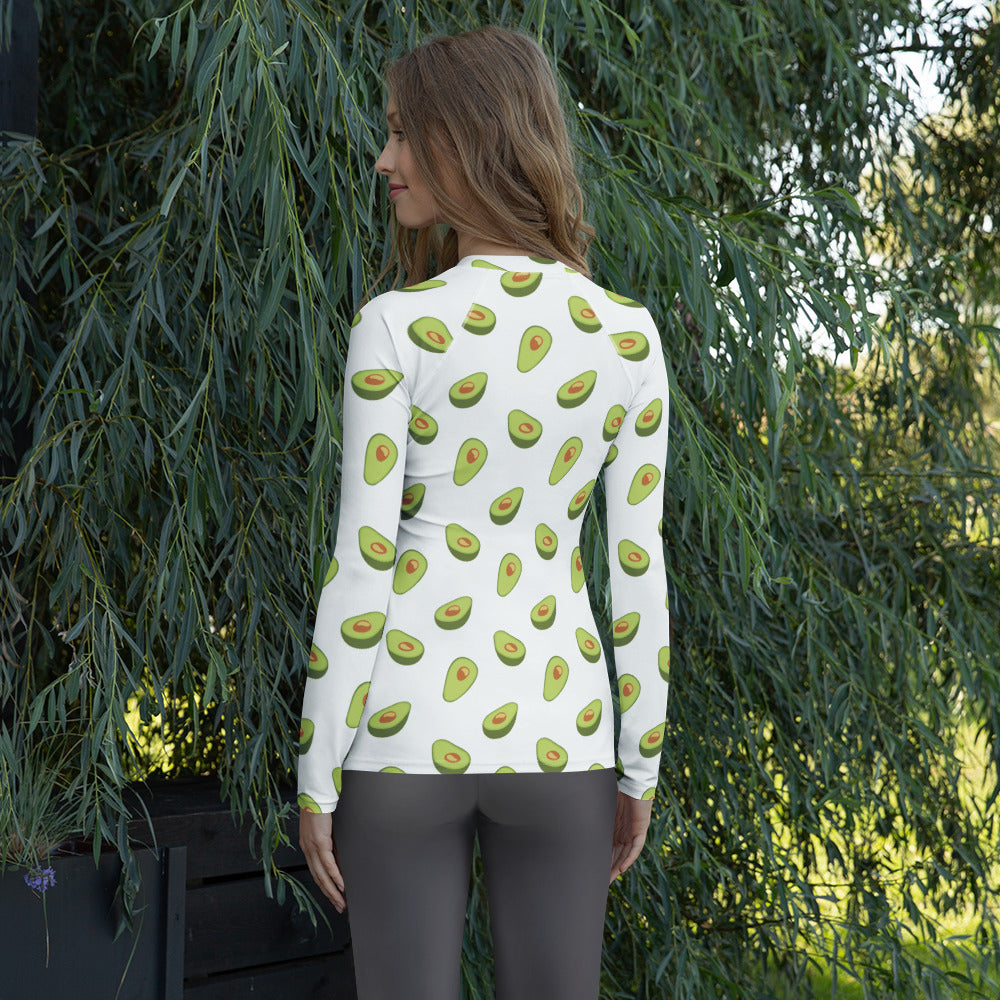 Women's Avocado Long Sleeve Rash Guard Swim Shirt – Buttery Soft, Sun Safe UPF 50+ Protection, Quick Dry & 4-Way Stretch Comfort