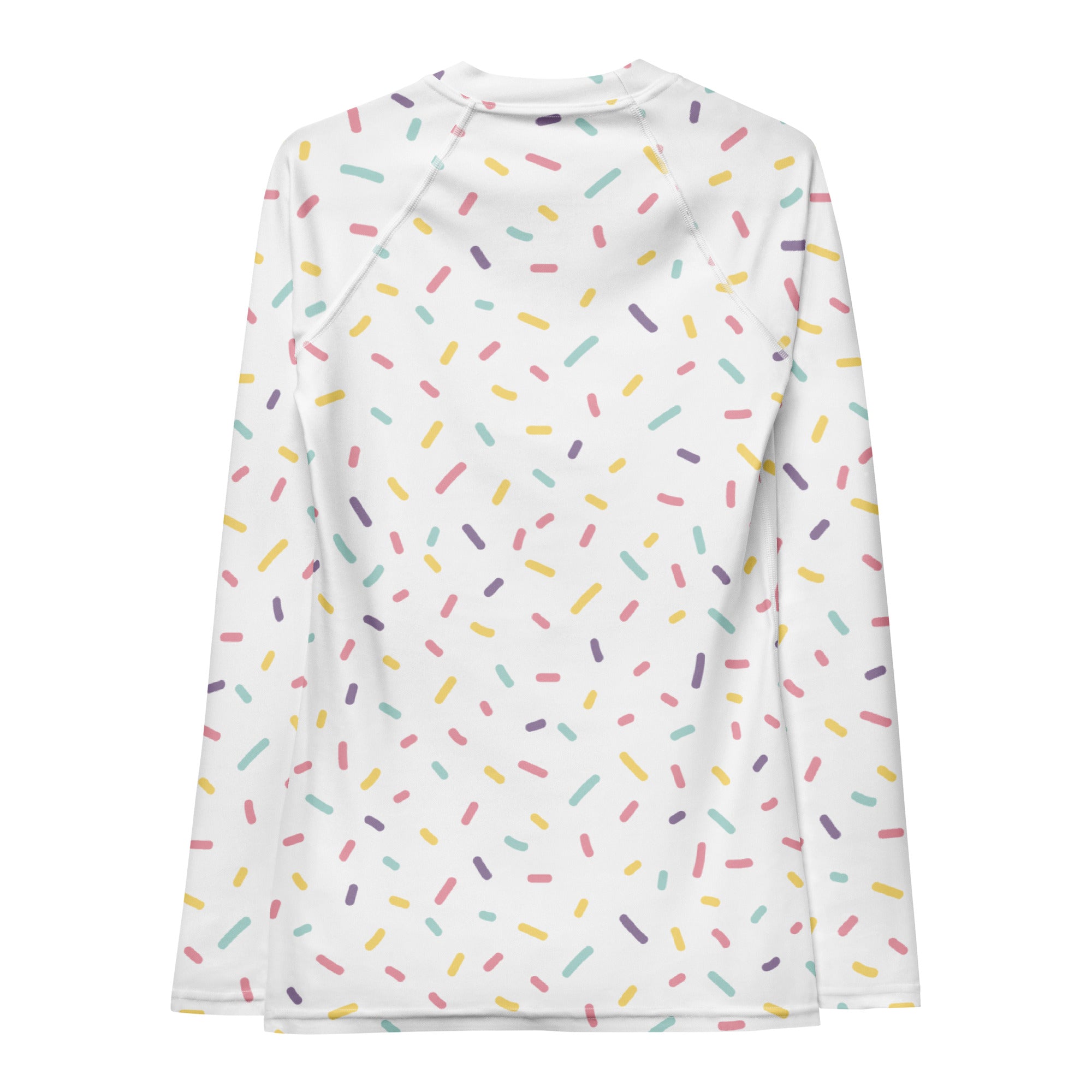 Women's Pastel Ice Cream Sprinkles Long Sleeve Rash Guard Swim Shirt – Buttery Soft, Sun Safe UPF 50+ Protection, Quick Dry & 4-Way Stretch Comfort