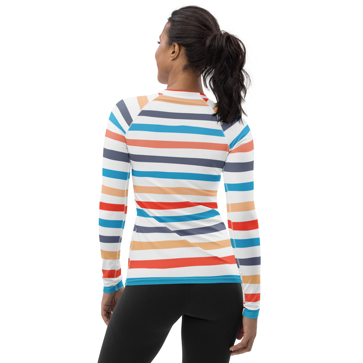 Women's Colorful Beach Striped Long Sleeve Rash Guard Swim Shirt – Buttery Soft, Sun Safe UPF 50+ Protection, Quick Dry & 4-Way Stretch Comfort