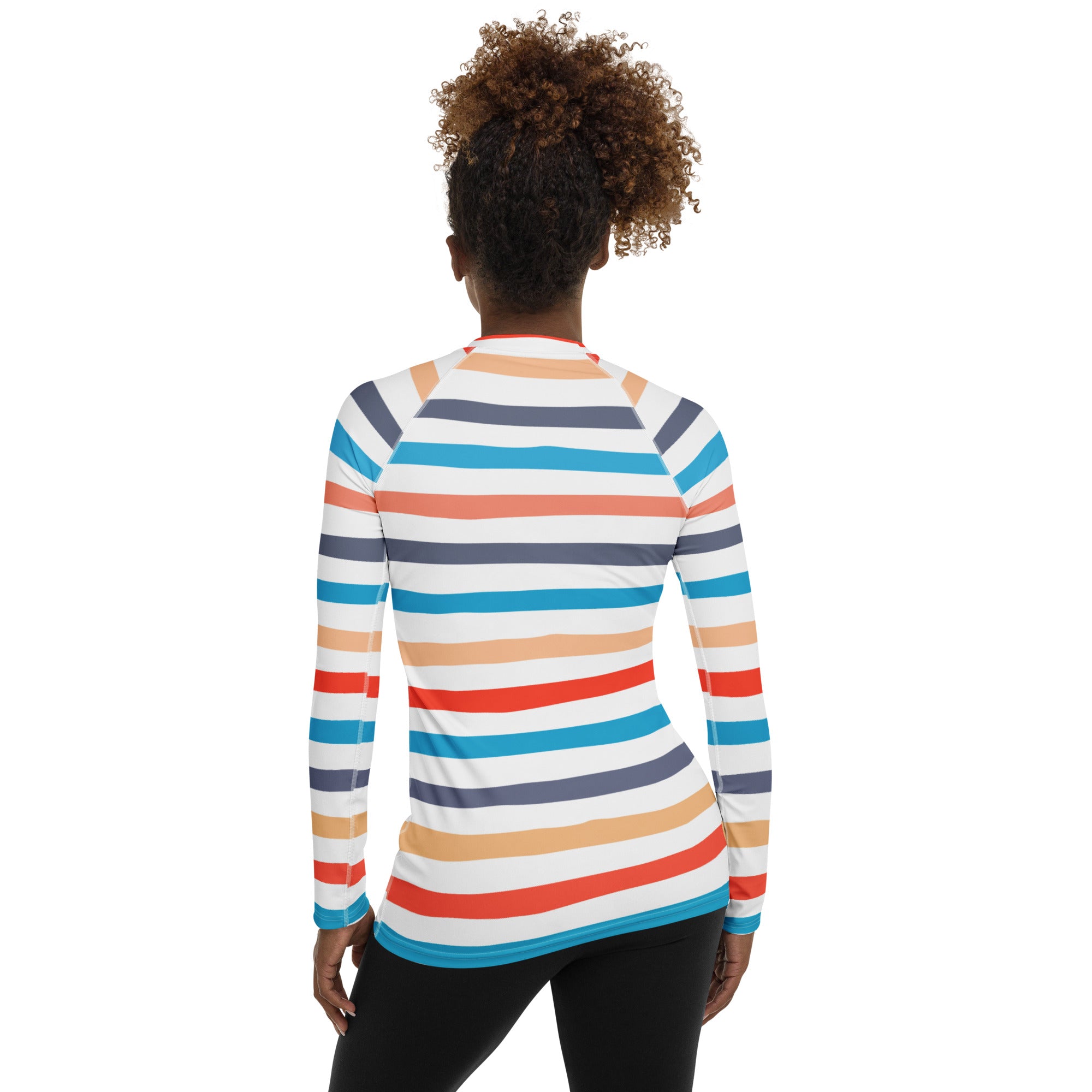 Women's Colorful Beach Striped Long Sleeve Rash Guard Swim Shirt – Buttery Soft, Sun Safe UPF 50+ Protection, Quick Dry & 4-Way Stretch Comfort