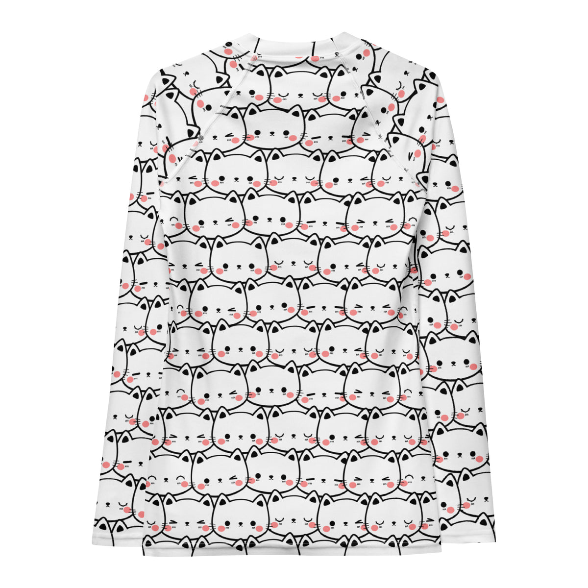 Women's Kawaii Cat Face Long Sleeve Rash Guard Swim Shirt – Buttery Soft, Sun Safe UPF 50+ Protection, Quick Dry & 4-Way Stretch Comfort