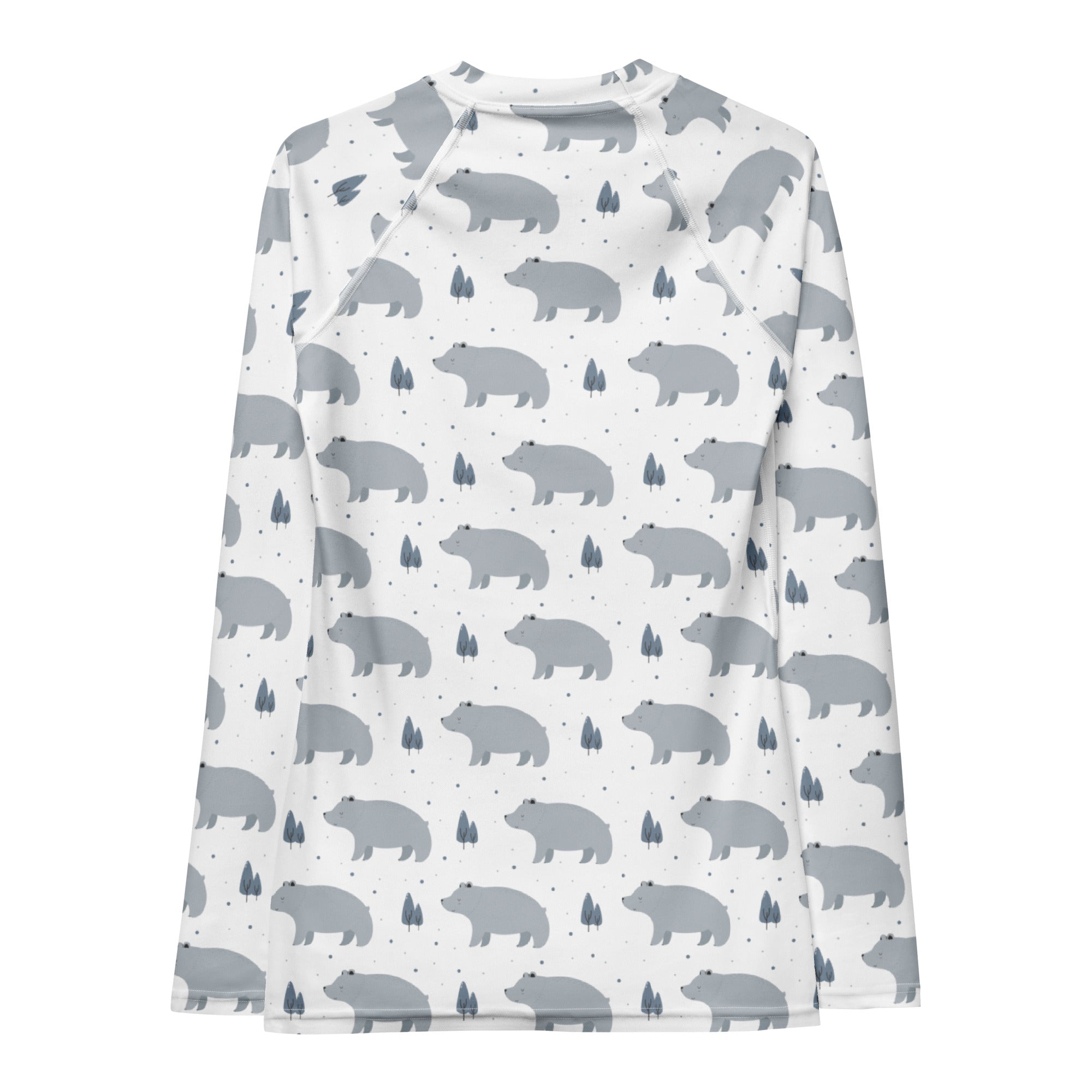 Women's Gray Bear Long Sleeve Rash Guard Swim Shirt – Buttery Soft, Sun Safe UPF 50+ Protection, Quick Dry & 4-Way Stretch Comfort