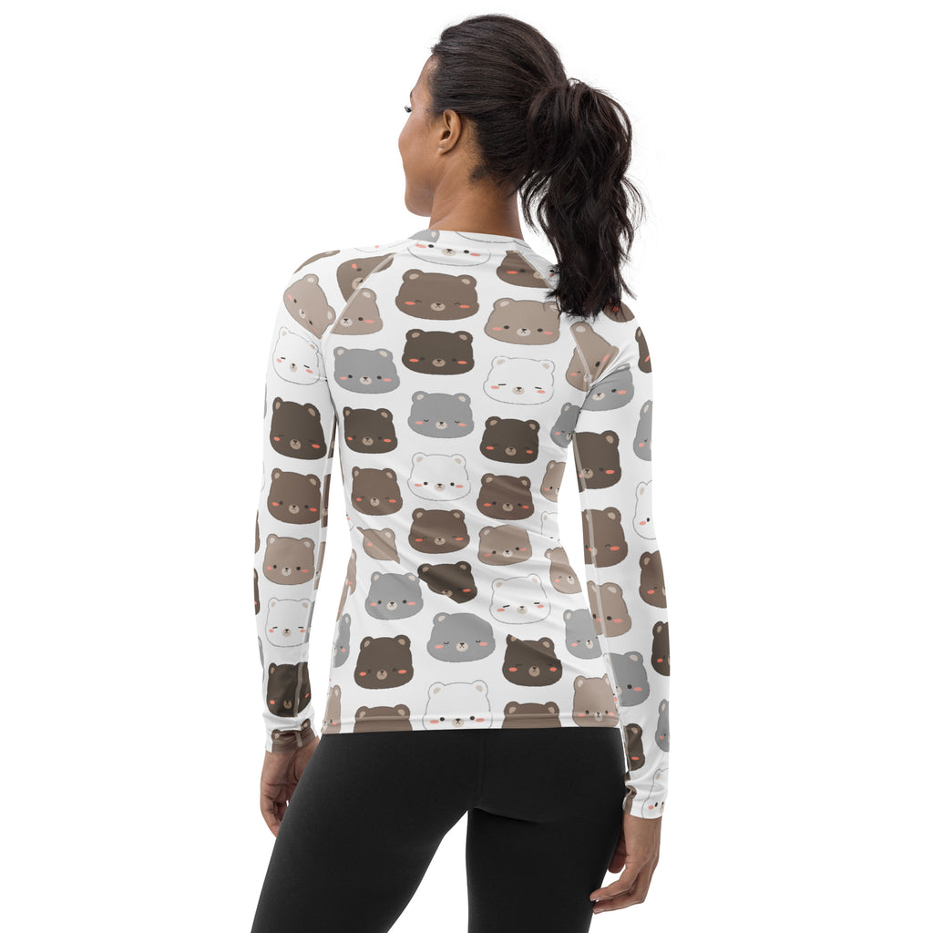 Women's Cute Bear Long Sleeve Rash Guard Swim Shirt – Buttery Soft, Sun Safe UPF 50+ Protection, Quick Dry & 4-Way Stretch Comfort