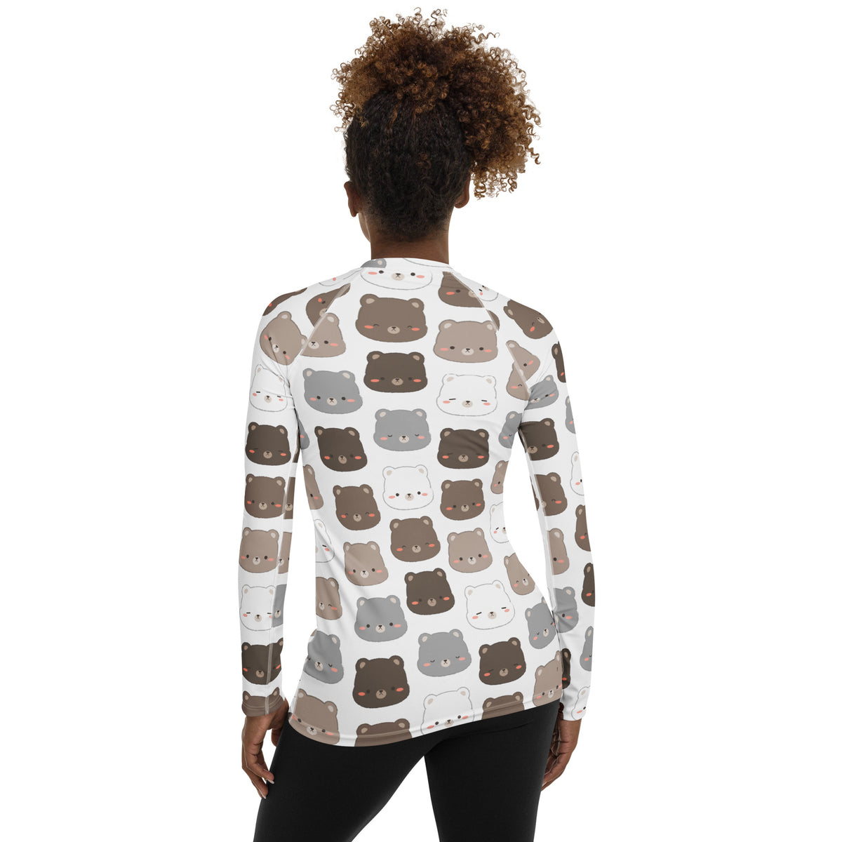 Women's Cute Bear Long Sleeve Rash Guard Swim Shirt – Buttery Soft, Sun Safe UPF 50+ Protection, Quick Dry & 4-Way Stretch Comfort