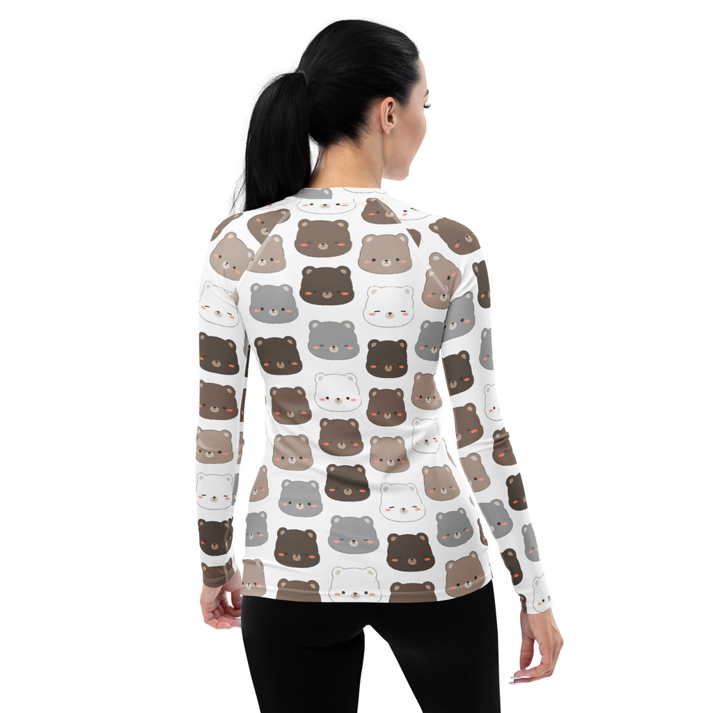 Women's Cute Bear Long Sleeve Rash Guard Swim Shirt – Buttery Soft, Sun Safe UPF 50+ Protection, Quick Dry & 4-Way Stretch Comfort