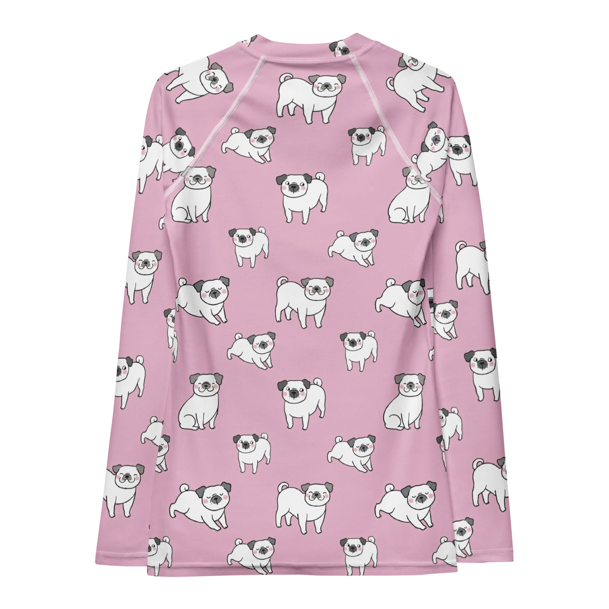 Women's Pink Pug Long Sleeve Rash Guard Swim Shirt – Buttery Soft, Sun Safe UPF 50+ Protection, Quick Dry & 4-Way Stretch Comfort