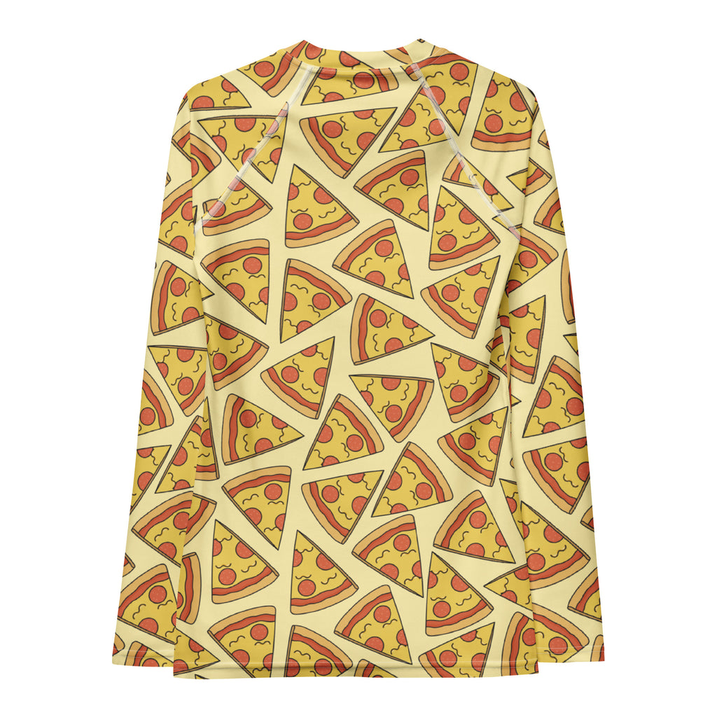Women's Pepperoni Pizza Long Sleeve Rash Guard Swim Shirt – Buttery Soft, Sun Safe UPF 50+ Protection, Quick Dry & 4-Way Stretch Comfort