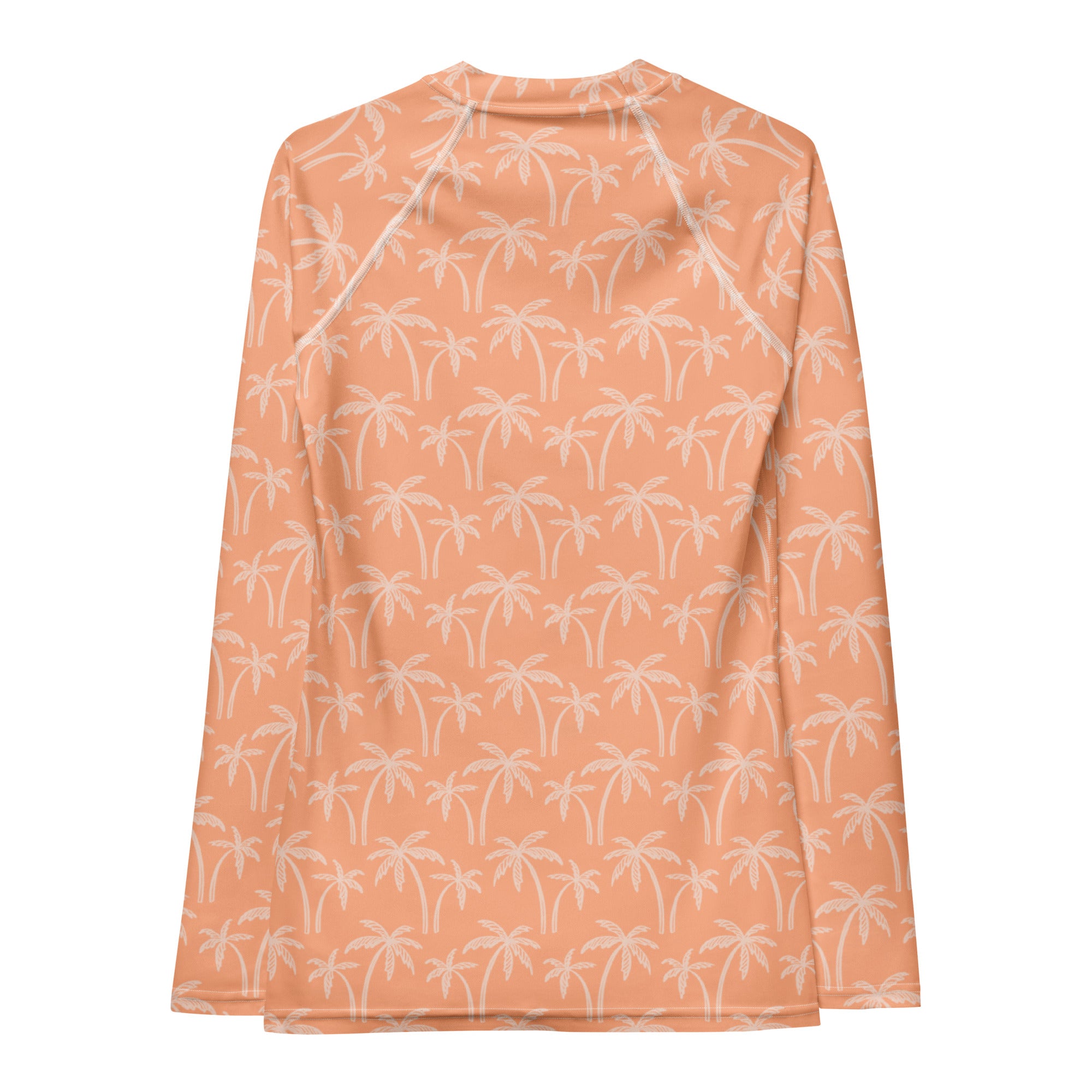 Women's Tropical Orange Palm Tree Long Sleeve Rash Guard Swim Shirt – Buttery Soft, Sun Safe UPF 50+ Protection, Quick Dry & 4-Way Stretch Comfort