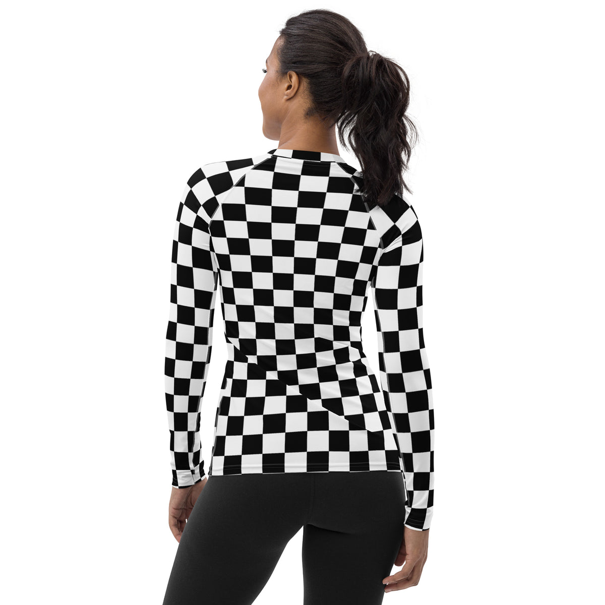 Women's Checkered Long Sleeve Rash Guard Swim Shirt – Buttery Soft, Sun Safe UPF 50+ Protection, Quick Dry & 4-Way Stretch Comfort