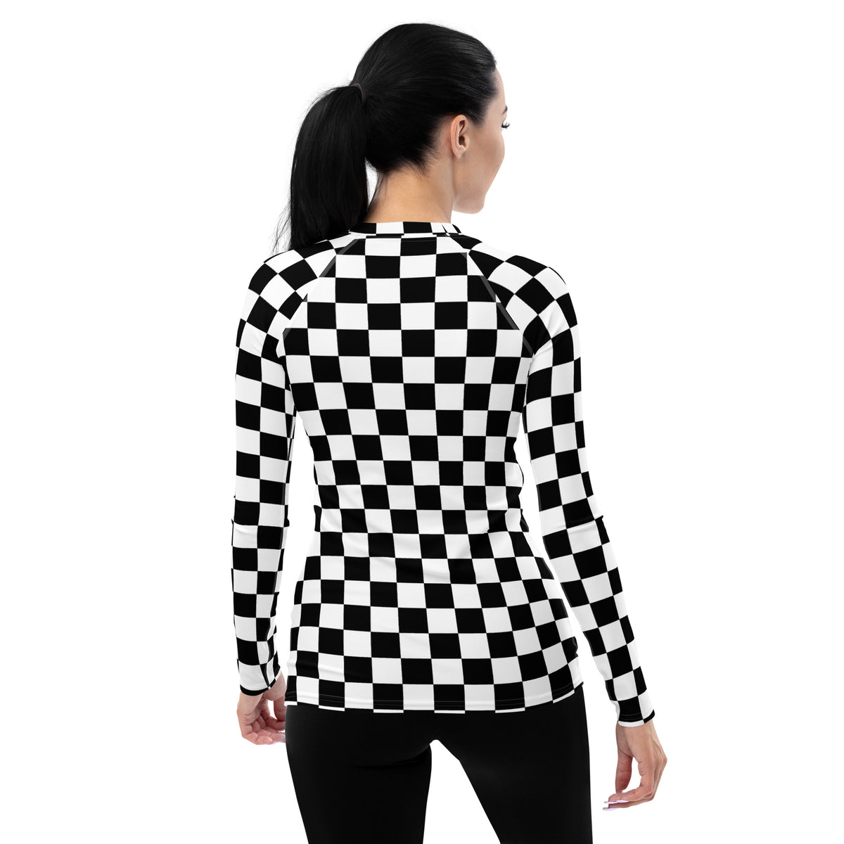 Women's Checkered Long Sleeve Rash Guard Swim Shirt – Buttery Soft, Sun Safe UPF 50+ Protection, Quick Dry & 4-Way Stretch Comfort