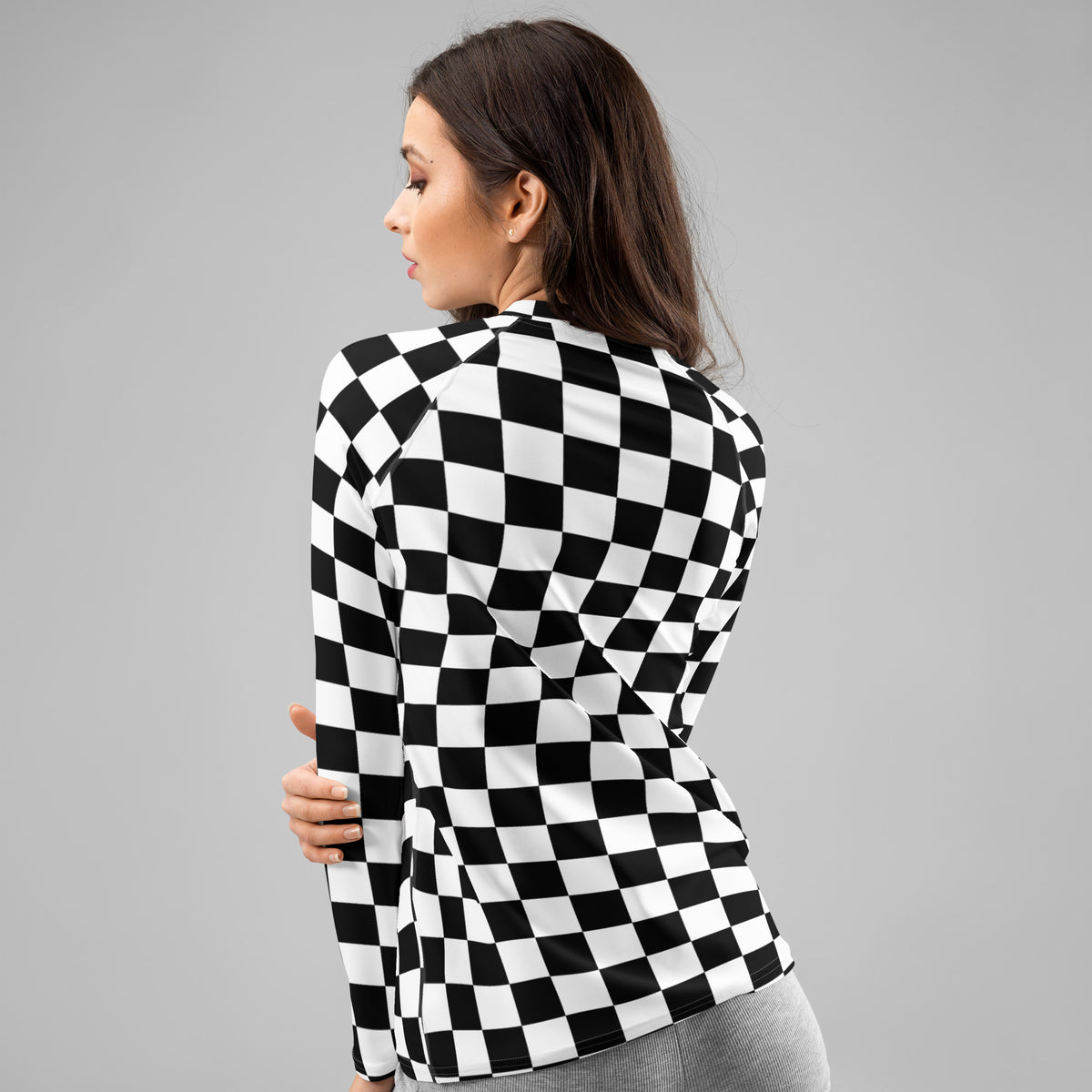 Women's Checkered Long Sleeve Rash Guard Swim Shirt – Buttery Soft, Sun Safe UPF 50+ Protection, Quick Dry & 4-Way Stretch Comfort