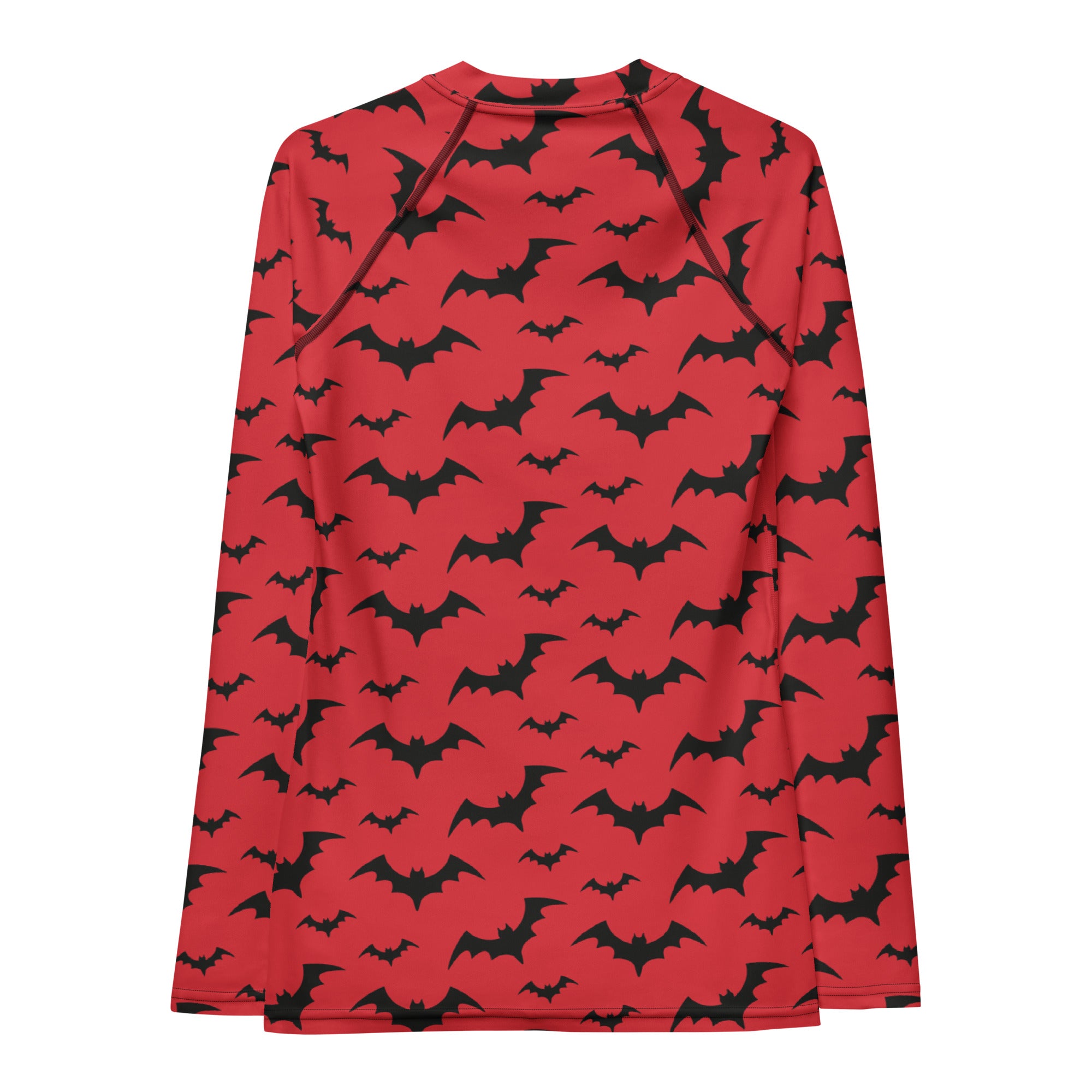 Women's Red Bat Halloween Long Sleeve Rash Guard Swim Shirt – Buttery Soft, Sun Safe UPF 50+ Protection, Quick Dry & 4-Way Stretch Comfort