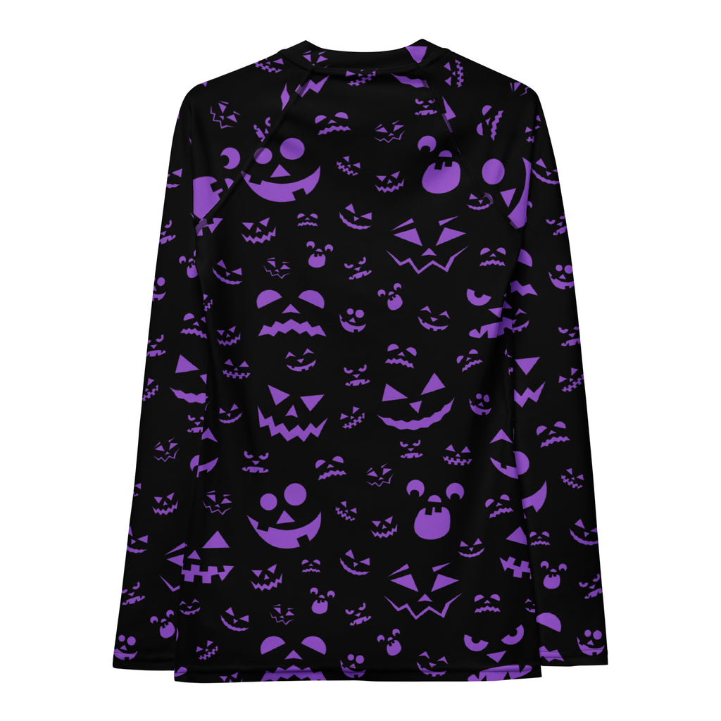 Women's Purple Jack O’ Lantern Long Sleeve Rash Guard Swim Shirt – Buttery Soft, Sun Safe UPF 50+ Protection, Quick Dry & 4-Way Stretch Comfort