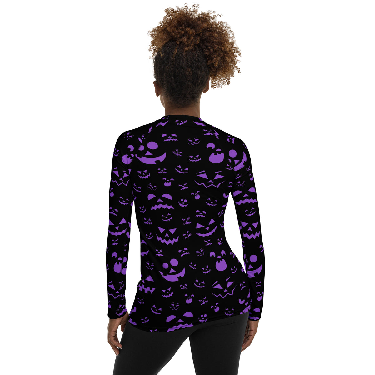 Women's Purple Jack O’ Lantern Long Sleeve Rash Guard Swim Shirt – Buttery Soft, Sun Safe UPF 50+ Protection, Quick Dry & 4-Way Stretch Comfort
