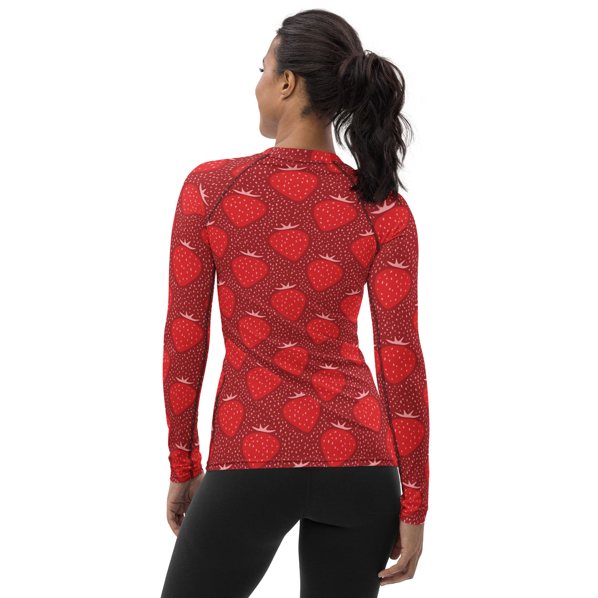 Women's Strawberry Long Sleeve Rash Guard Swim Shirt – Buttery Soft, Sun Safe UPF 50+ Protection, Quick Dry & 4-Way Stretch Comfort