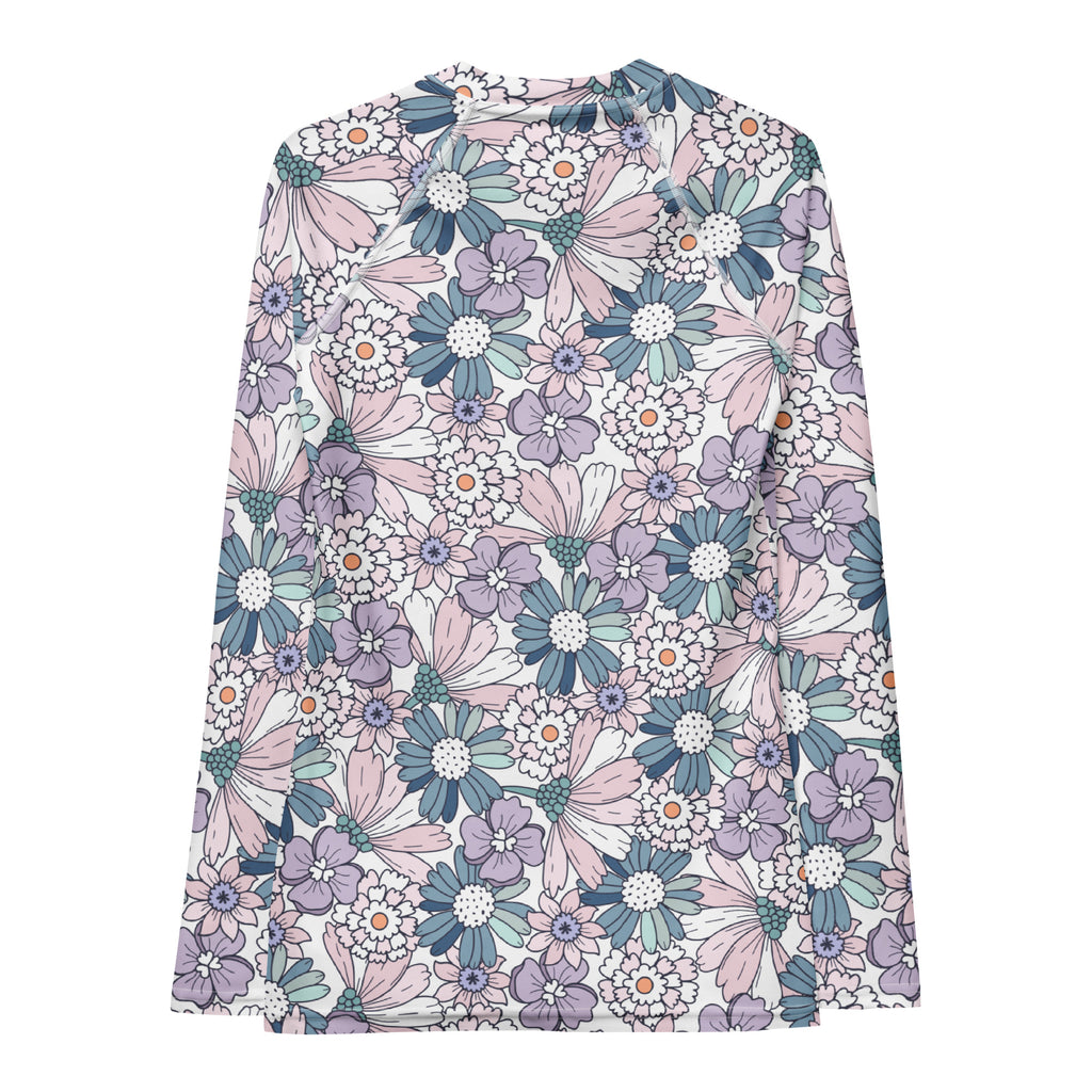 Women's Pastel Floral Long Sleeve Rash Guard Swim Shirt – Buttery Soft, Sun Safe UPF 50+ Protection, Quick Dry & 4-Way Stretch Comfort