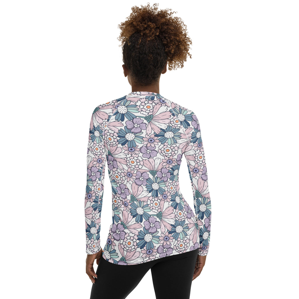 Women's Pastel Floral Long Sleeve Rash Guard Swim Shirt – Buttery Soft, Sun Safe UPF 50+ Protection, Quick Dry & 4-Way Stretch Comfort