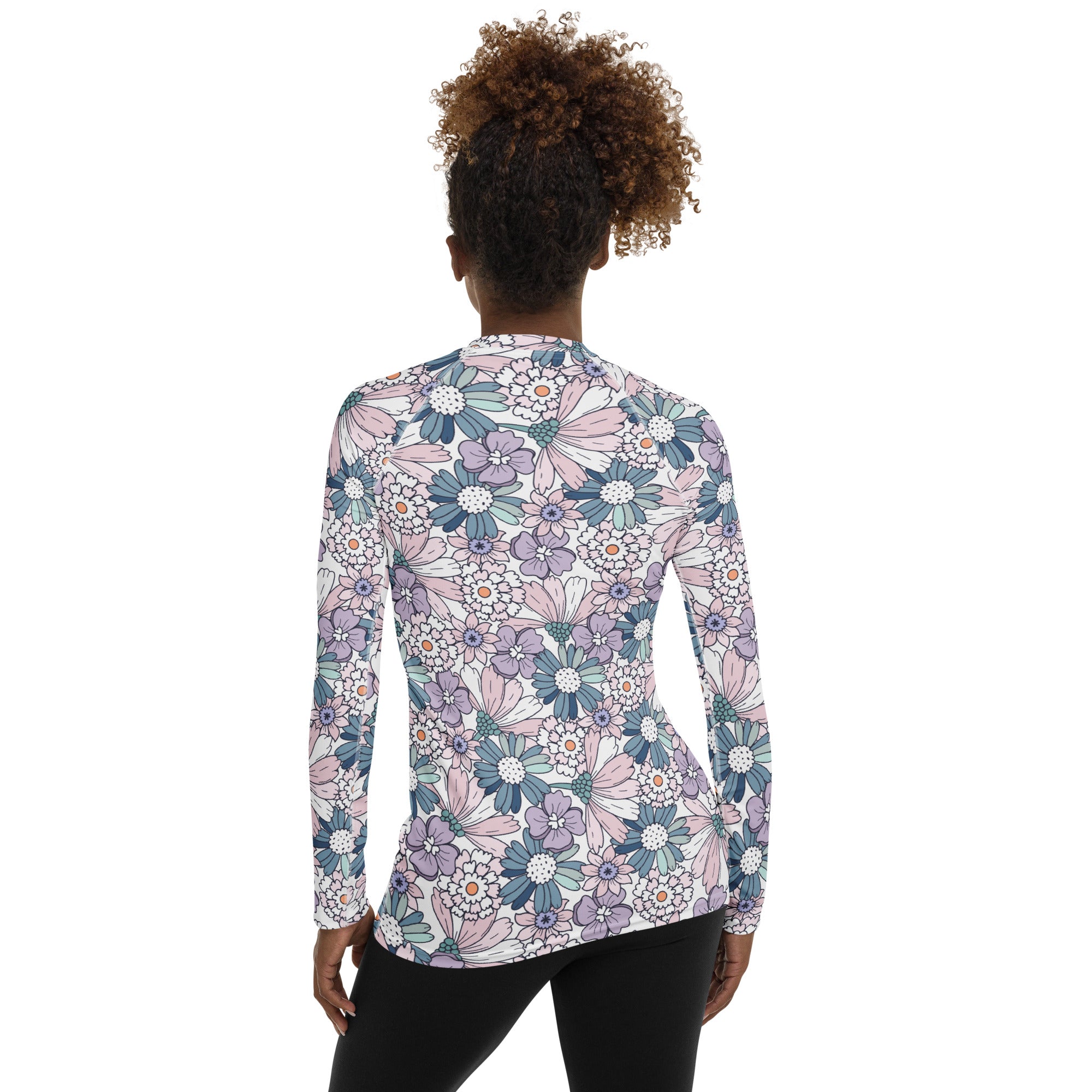 Women's Pastel Floral Long Sleeve Rash Guard Swim Shirt – Buttery Soft, Sun Safe UPF 50+ Protection, Quick Dry & 4-Way Stretch Comfort