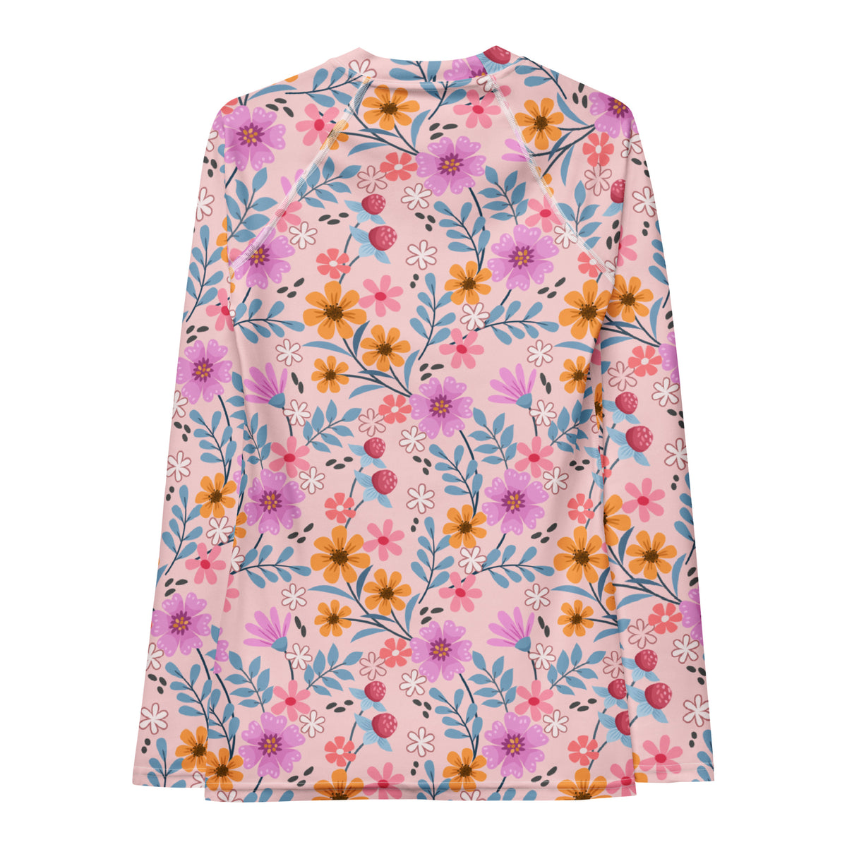 Women's Pink Floral Long Sleeve Rash Guard Swim Shirt – Buttery Soft, Sun Safe UPF 50+ Protection, Quick Dry & 4-Way Stretch Comfort