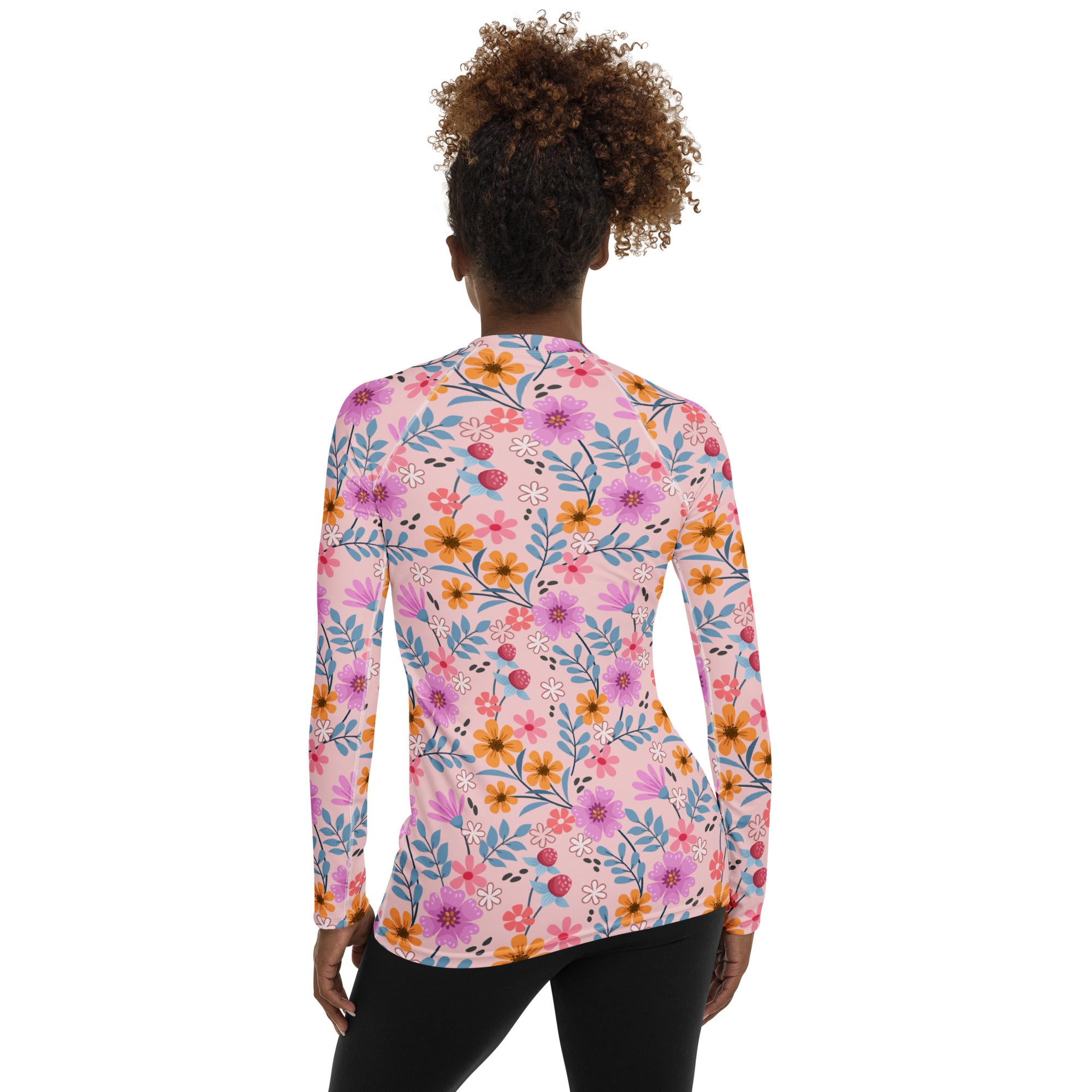 Women's Pink Floral Long Sleeve Rash Guard Swim Shirt – Buttery Soft, Sun Safe UPF 50+ Protection, Quick Dry & 4-Way Stretch Comfort