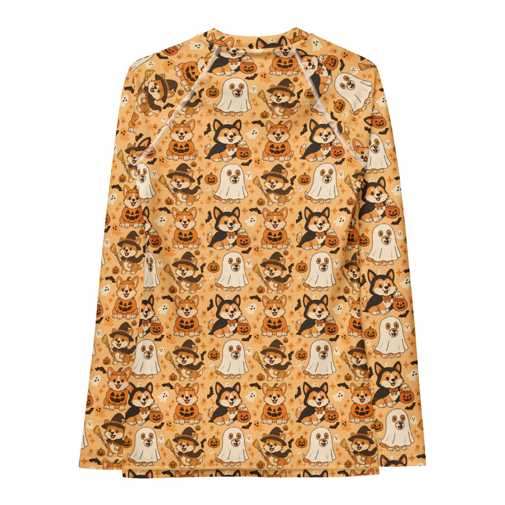 Women's Corgi Halloween Long Sleeve Rash Guard Swim Shirt – Buttery Soft, Sun Safe UPF 50+ Protection, Quick Dry & 4-Way Stretch Comfort