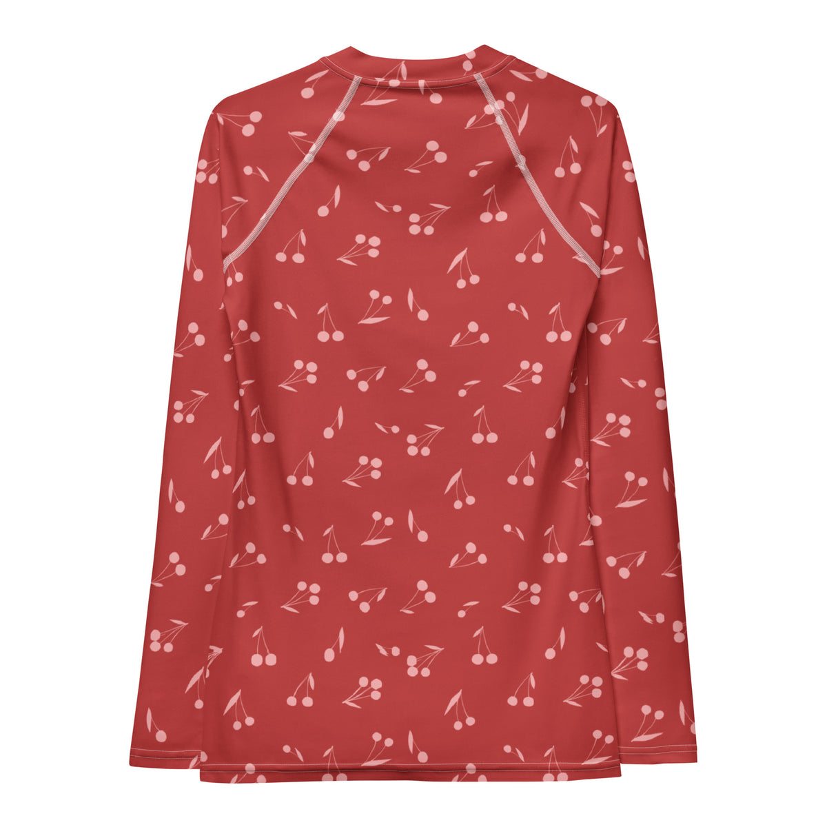 Women's Red Cherry Long Sleeve Rash Guard Swim Shirt – Buttery Soft, Sun Safe UPF 50+ Protection, Quick Dry & 4-Way Stretch Comfort