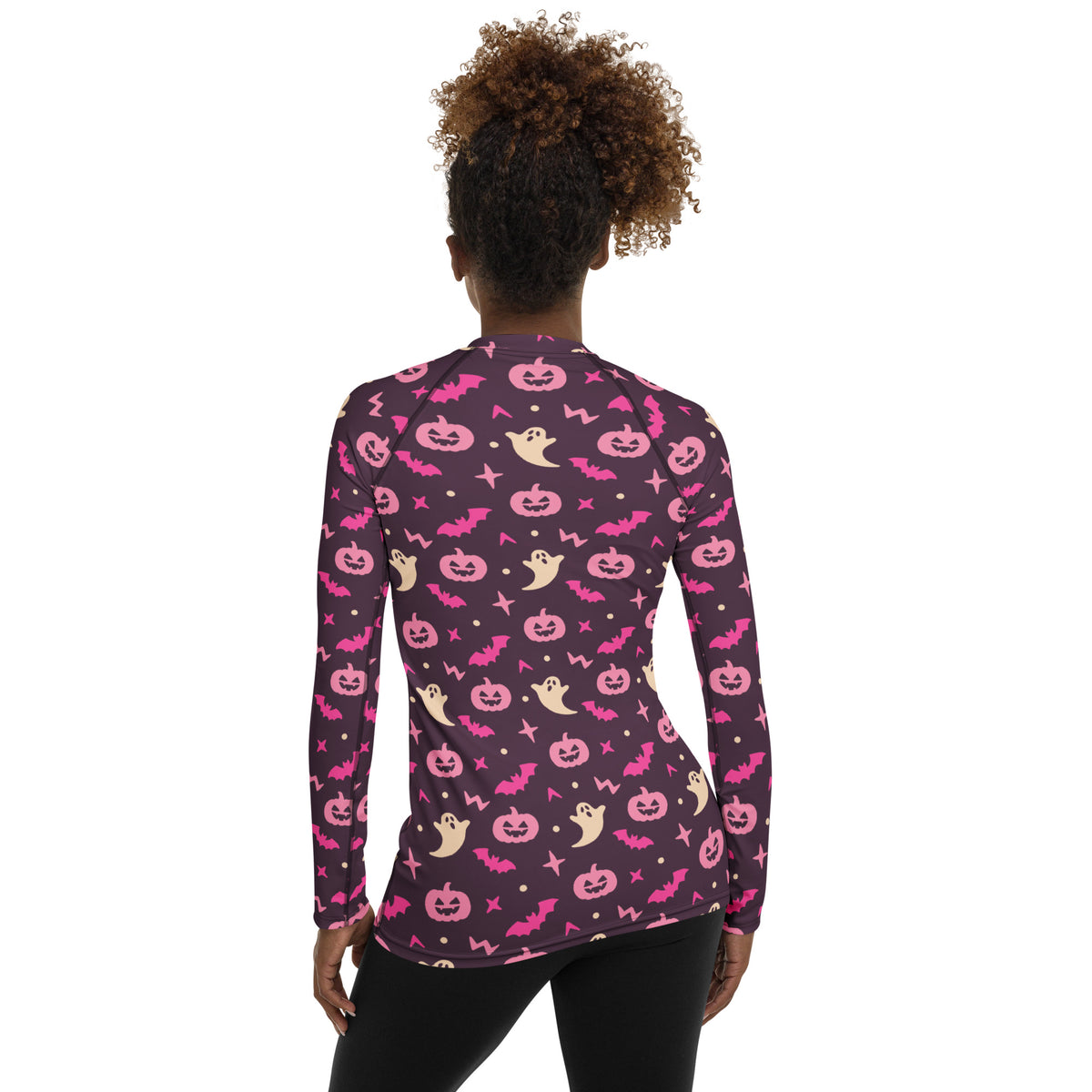 Women's Purple Halloween Long Sleeve Rash Guard Swim Shirt – Buttery Soft, Sun Safe UPF 50+ Protection, Quick Dry & 4-Way Stretch Comfort