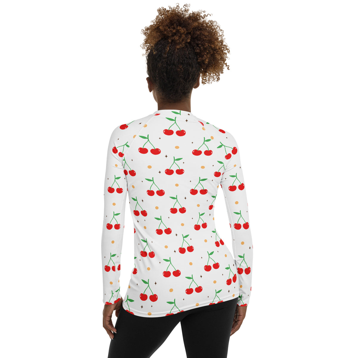 Women's Cherry Long Sleeve Rash Guard Swim Shirt – Buttery Soft, Sun Safe UPF 50+ Protection, Quick Dry & 4-Way Stretch Comfort