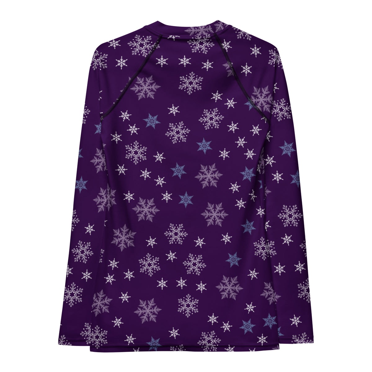 Women's Purple Snowflake Long Sleeve Rash Guard Swim Shirt – Buttery Soft, Sun Safe UPF 50+ Protection, Quick Dry & 4-Way Stretch Comfort