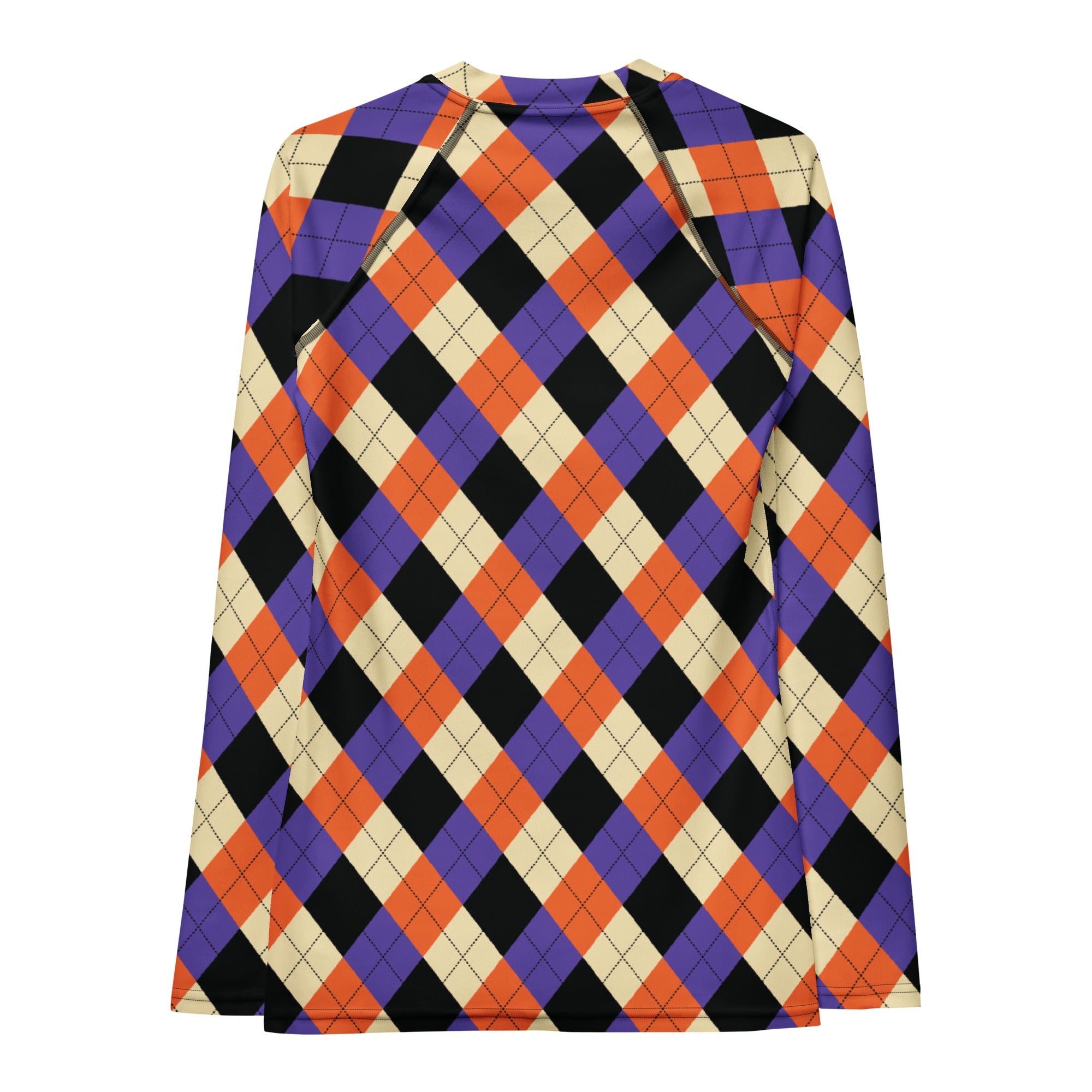 Women's Halloween Argyle Long Sleeve Rash Guard Swim Shirt – Buttery Soft, Sun Safe UPF 50+ Protection, Quick Dry & 4-Way Stretch Comfort