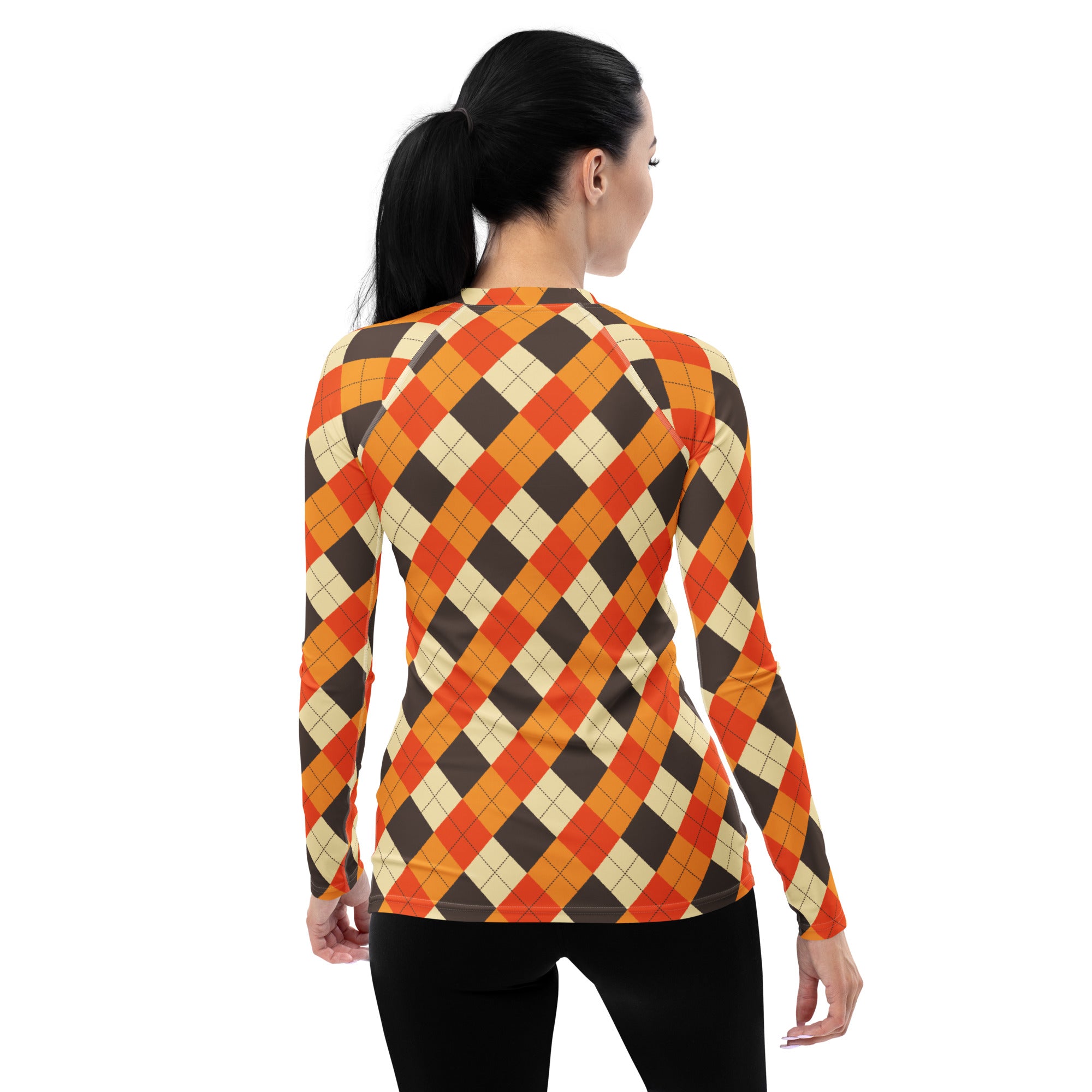 Women's Fall Argyle Long Sleeve Rash Guard Swim Shirt – Buttery Soft, Sun Safe UPF 50+ Protection, Quick Dry & 4-Way Stretch Comfort