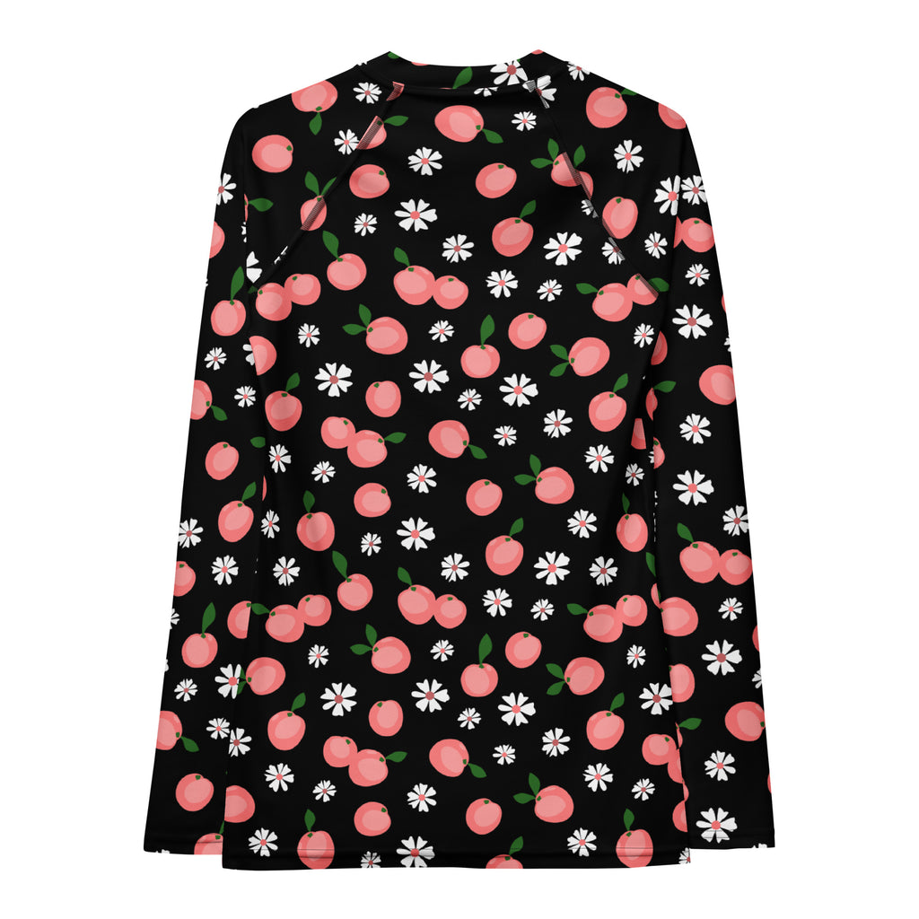 Women's Peach Floral Long Sleeve Rash Guard Swim Shirt – Buttery Soft, Sun Safe UPF 50+ Protection, Quick Dry & 4-Way Stretch Comfort