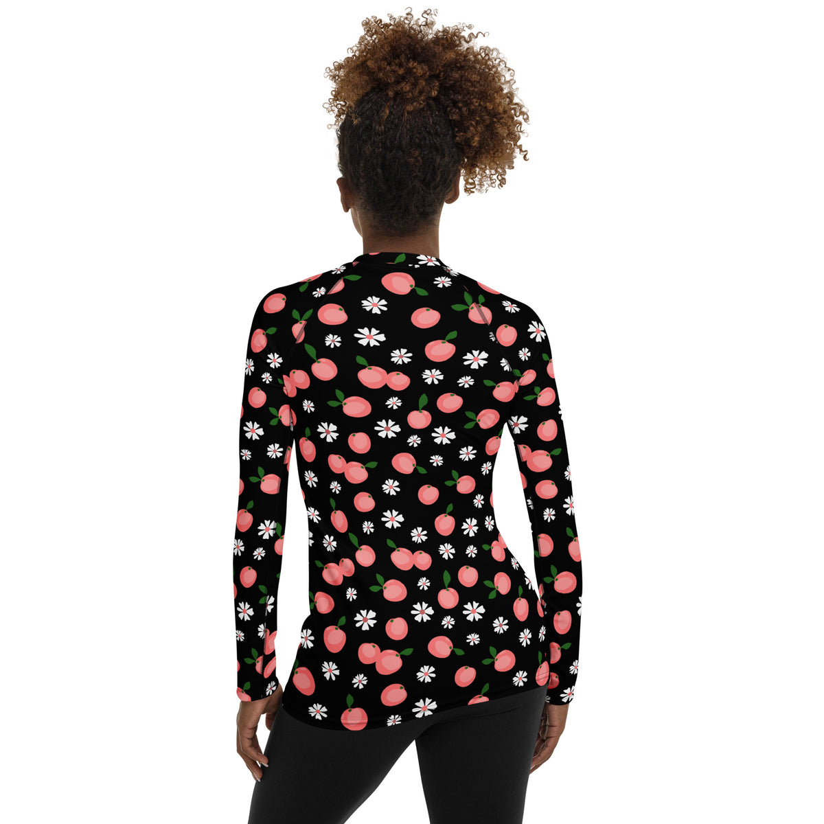 Women's Peach Floral Long Sleeve Rash Guard Swim Shirt – Buttery Soft, Sun Safe UPF 50+ Protection, Quick Dry & 4-Way Stretch Comfort