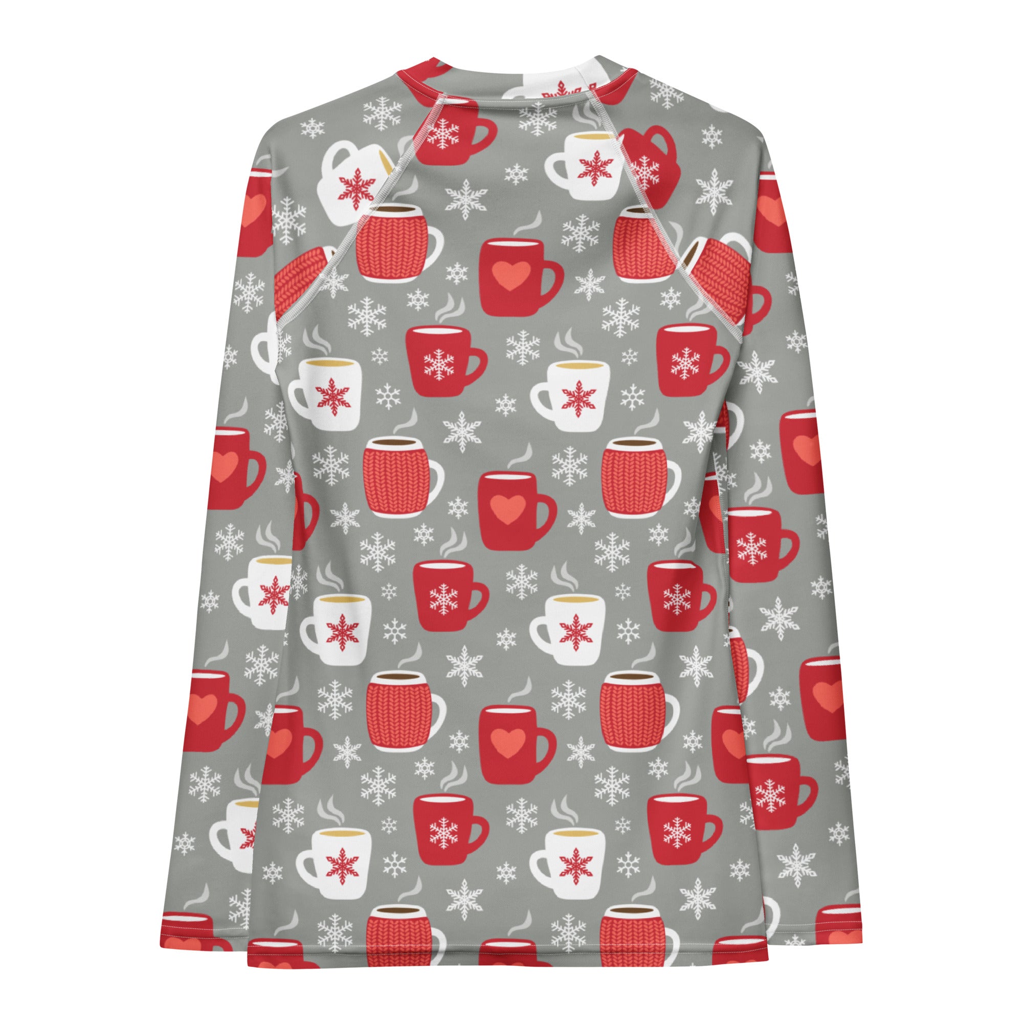 Women's Christmas Coffee Long Sleeve Rash Guard Swim Shirt – Buttery Soft, Sun Safe UPF 50+ Protection, Quick Dry & 4-Way Stretch Comfort