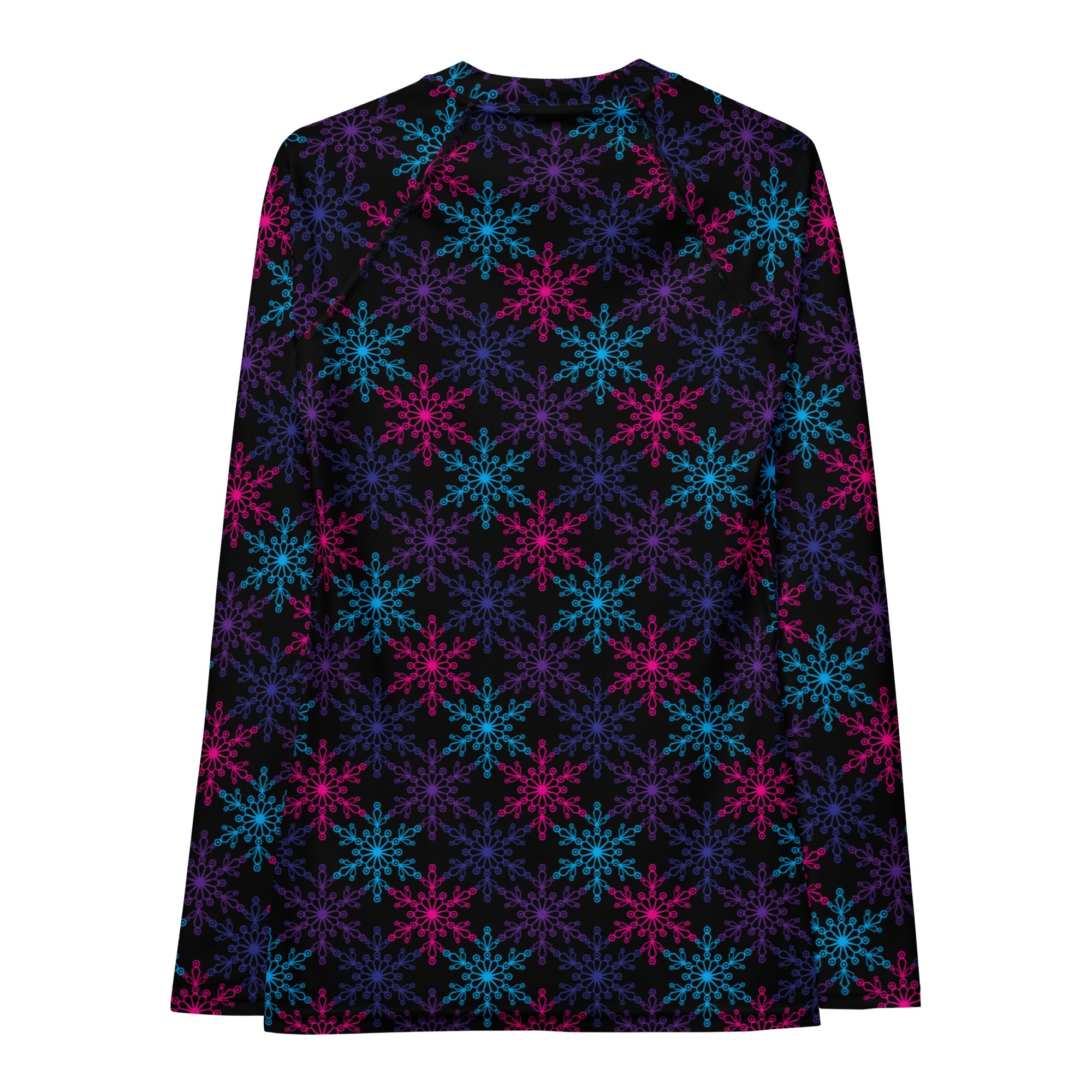 Women's Neon Snowflake Long Sleeve Rash Guard Swim Shirt – Buttery Soft, Sun Safe UPF 50+ Protection, Quick Dry & 4-Way Stretch Comfort