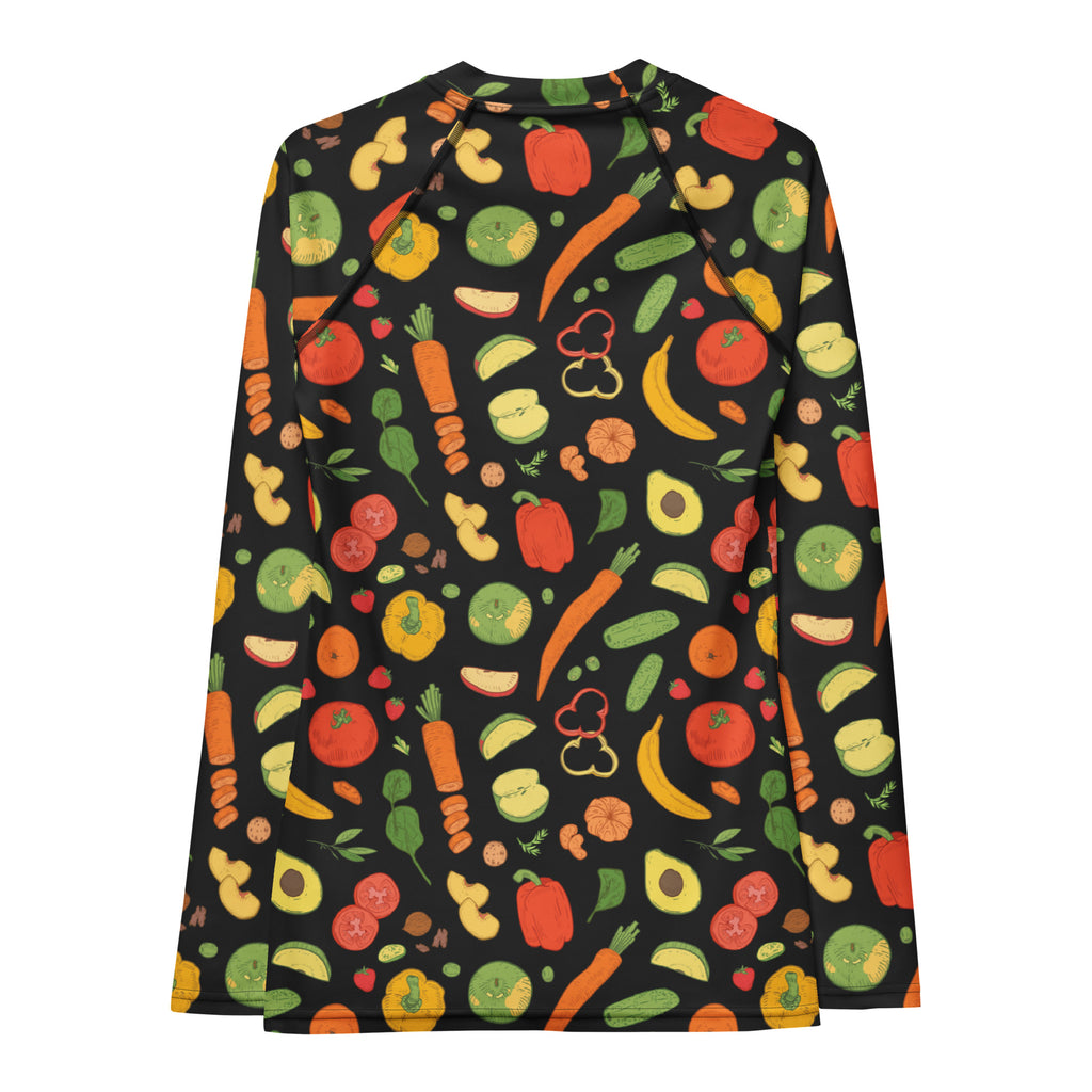 Women's Fruit & Vegetable Long Sleeve Rash Guard Swim Shirt – Buttery Soft, Sun Safe UPF 50+ Protection, Quick Dry & 4-Way Stretch Comfort
